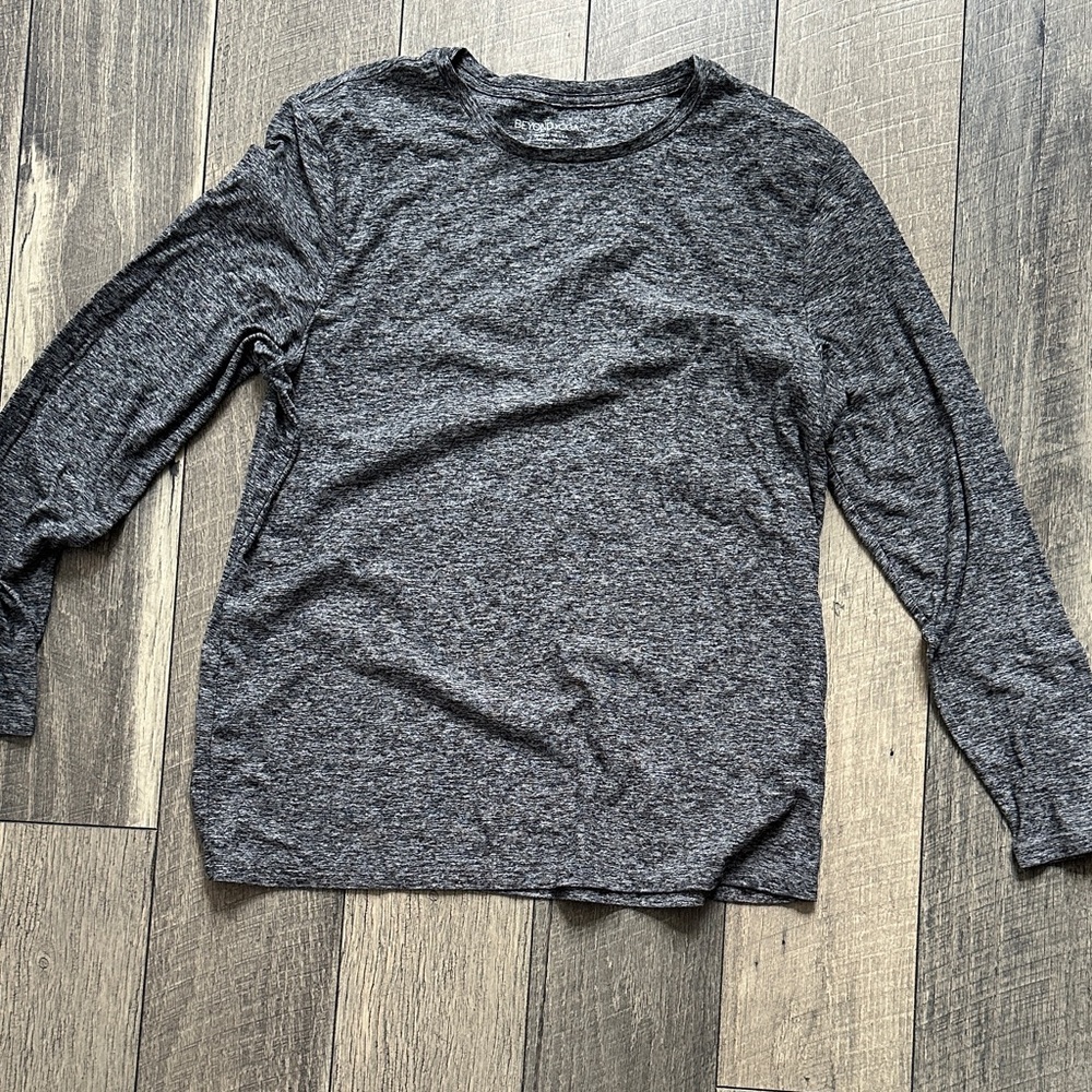 Beyond Yoga Gray Marled Crew Neck Long Sleeve Tee